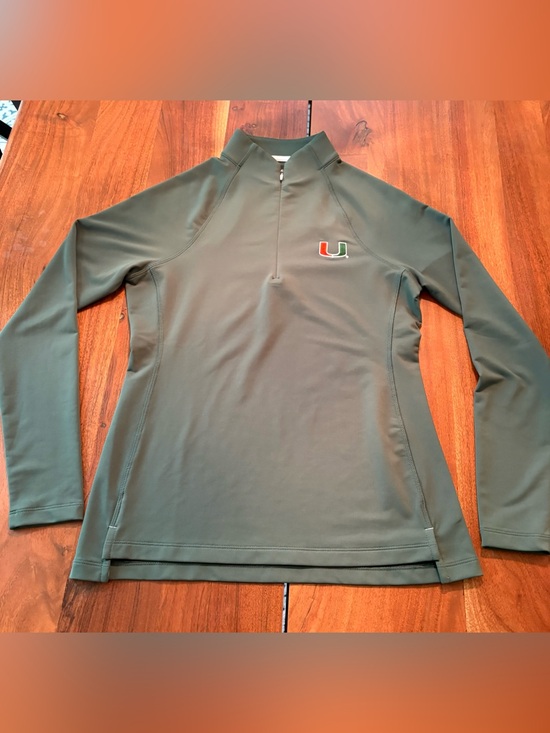 Peter Millar Tops - Peter Millar Green 1/4 zip women’s University of Miami size XS